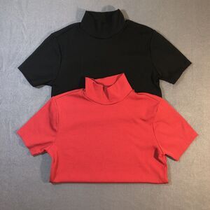 Lot Of 2 Women’s Medium Ribbed Mock Neck Pullover  Tops Vintage 90s Y2K